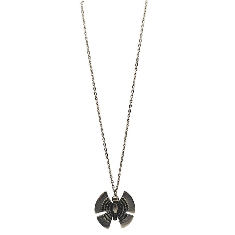 R. Tennesmed Sweden Pewter Butterfly Pendant Necklace With Chain 24 Inches Long